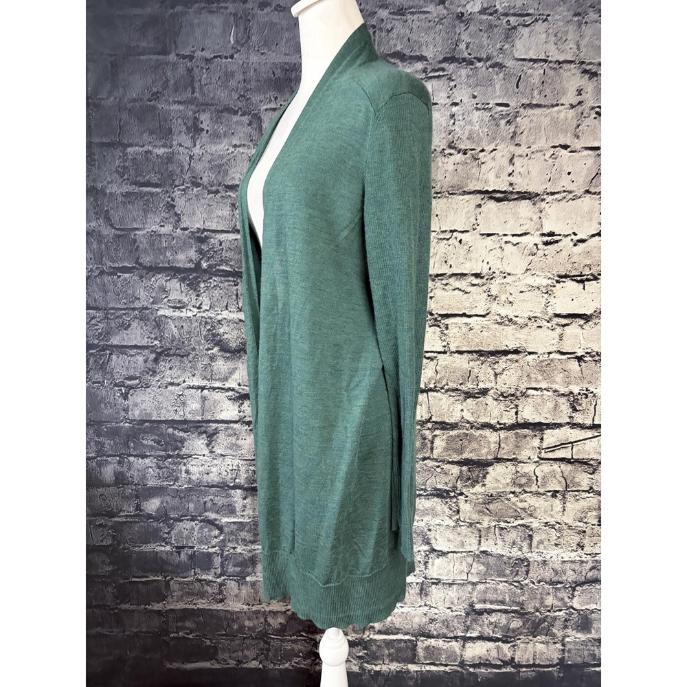 Eileen Fisher Green Merino Wool Open Front Cardigan Sweater Womens Medium R1JM-2 - Picture 5 of 14